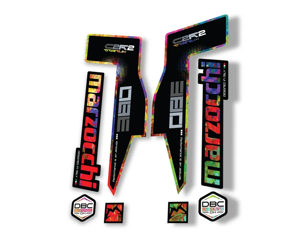 Marzocchi 380 C2R2 Titanium Suspension Graphic Decal Kit Sticker Set Oil Slick