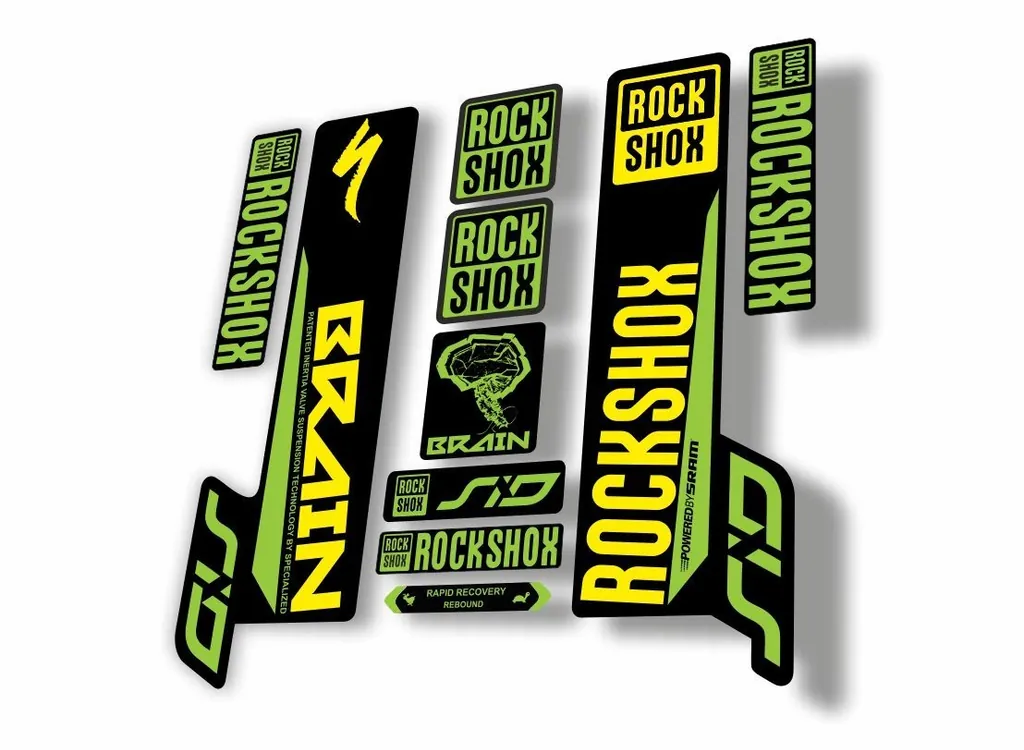 Rock Shox SID Brain 2018 Mountain Bike Cycling Decal Sticker Yellow Green