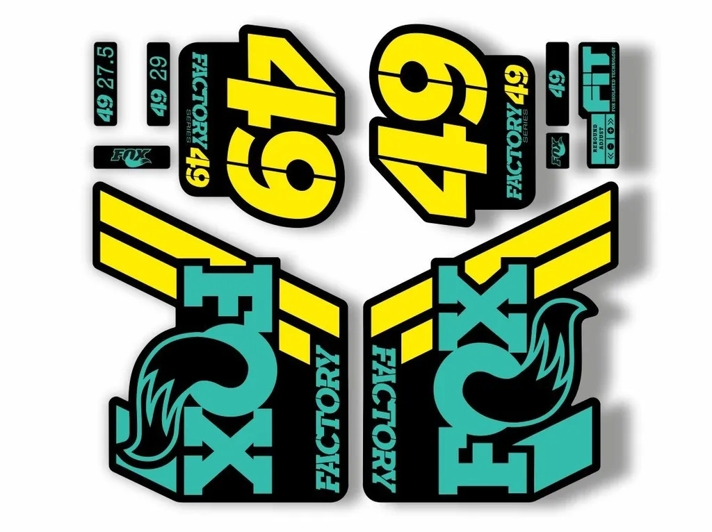 FOX 49 Float 2018-19 Forks Suspension Factory Decal Sticker Yellow Dolphin