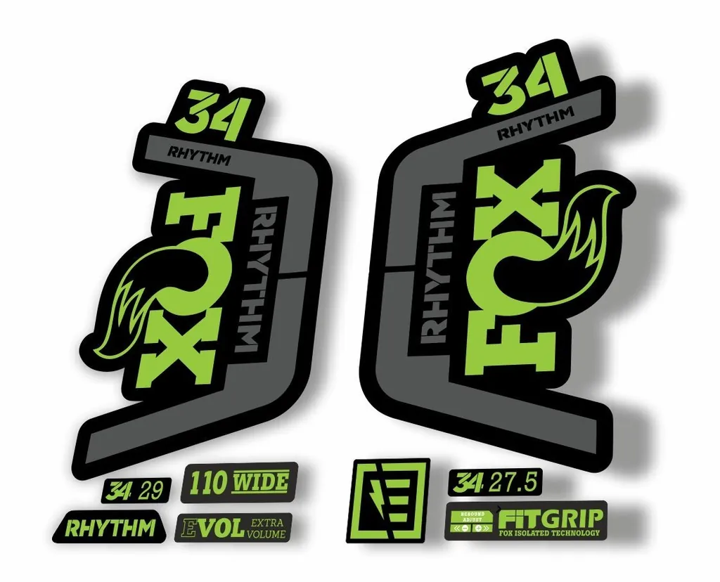 FOX 34 Rhythm 2019 Forks Suspension Factory Decal Sticker Adhesive Green-Gray