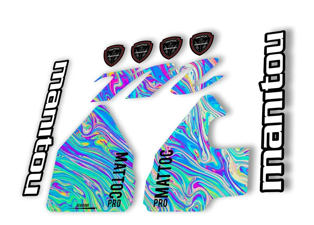 Manitou Mattoc Pro 2017 Fork Suspension Decal Kit Sticker Set Oil Slick 1