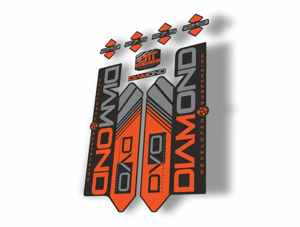 DVO 2016 Diamond 27.5 - 29 Fork Suspension Sticker Decal Kit Adhesive Orange
