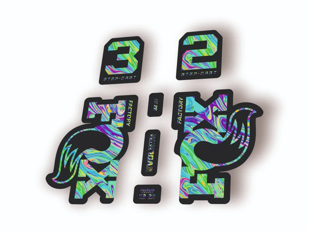Fox 32 Step Cast 2025 Fork Suspension Factory Decal Sticker Adhesive Oil Slick 1