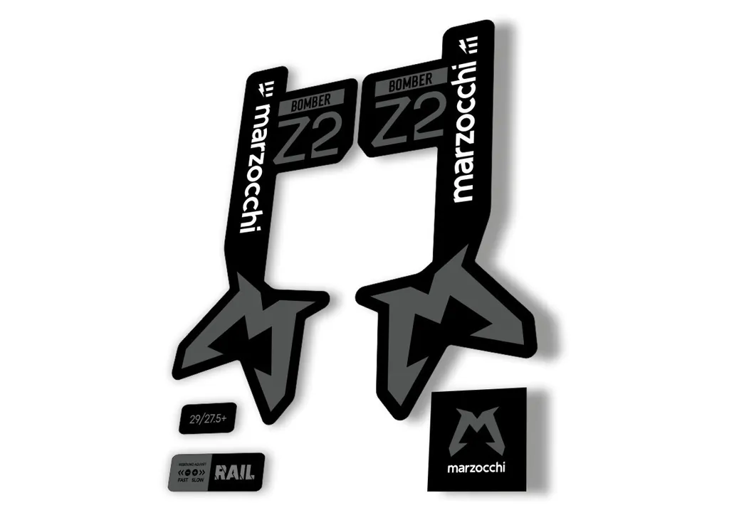 Marzocchi Bomber Z2 Eoptimized 2025 Fork Suspension Sticker Decal Kit Gray