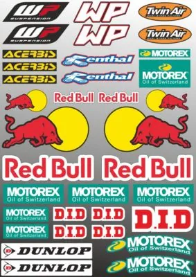 WP Motorex Renthal Dunlop Decal Sheet Sticker Graphic Set Logo Adhesive 33Pc
