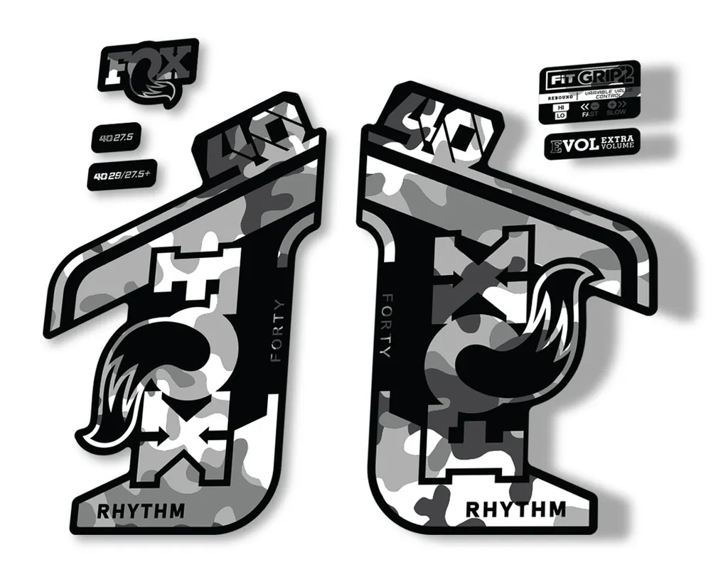 FOX 40 Rhythm 2021 Fork Decals Suspension Sticker Adhesive White Camo