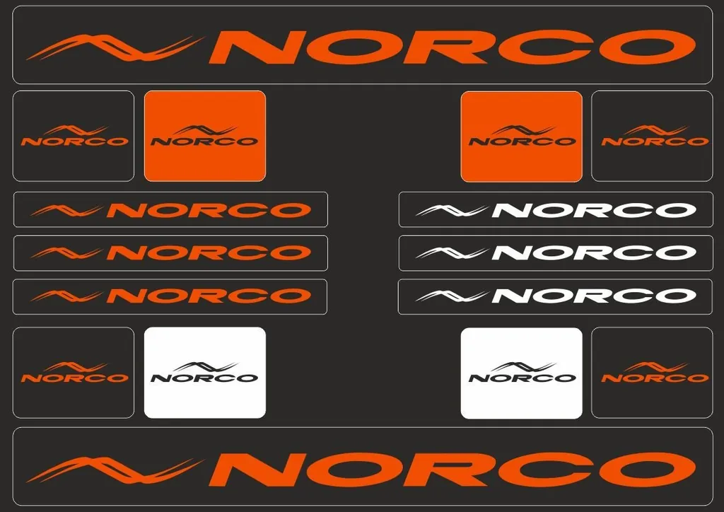 Bicycle Vinyl Stickers – Compatible with NORCO Mountain Bikes – Orange