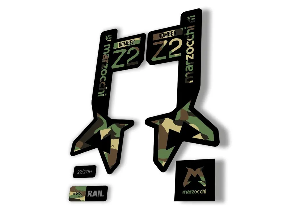 Marzocchi Bomber Z2 Eoptimized 2025 Fork Suspension Sticker Decal Kit Camo