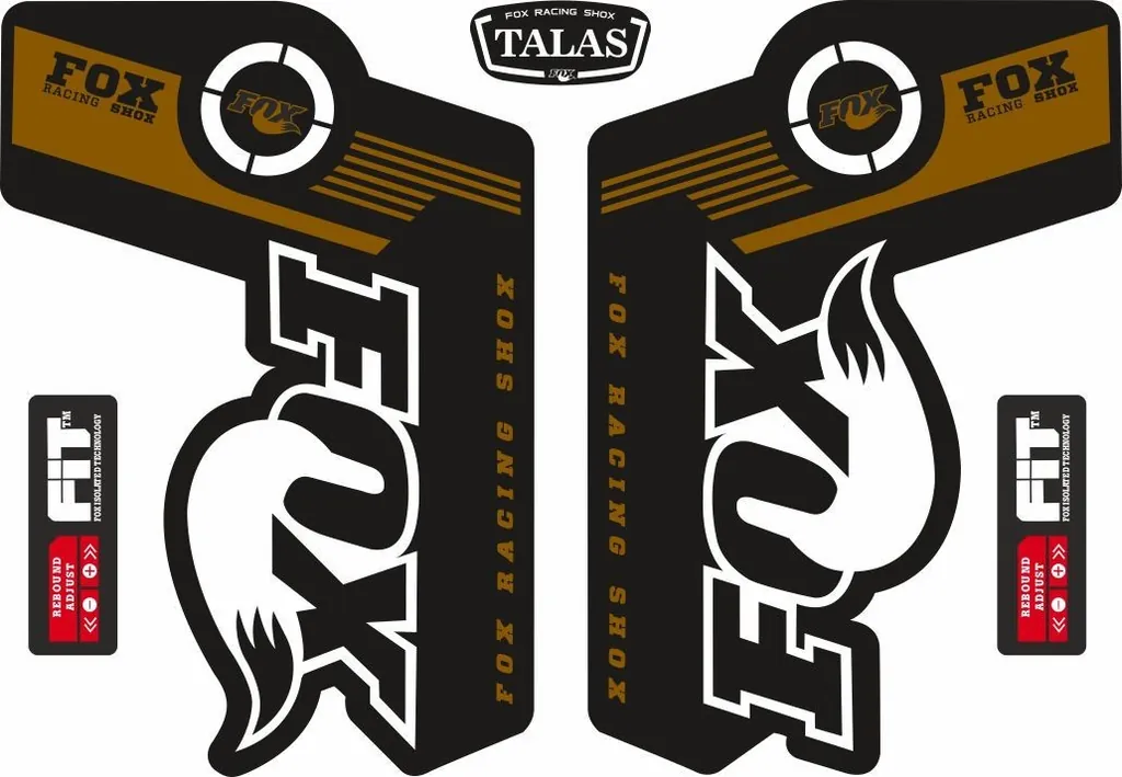FOX TALAS Forks / Suspension Factory Style Decal Kit Sticker Adhesive Set Gold