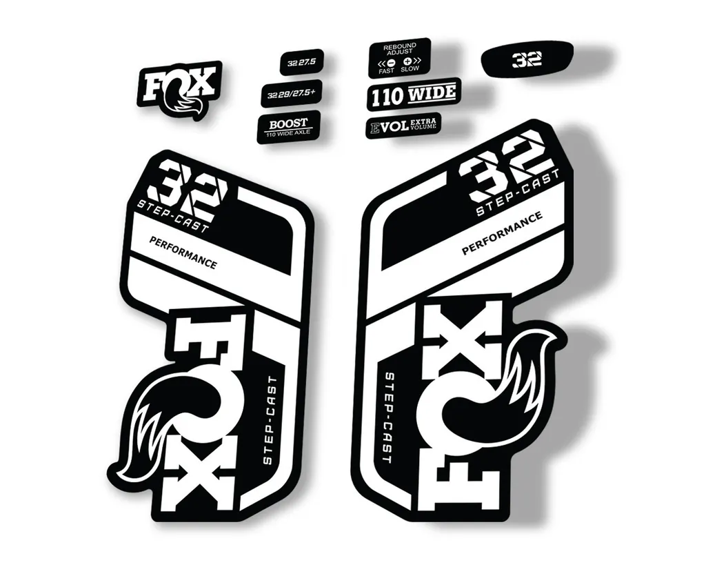 FOX 32 Step Cast Perf. 2021 Factory Fork Decals Suspension Sticker White