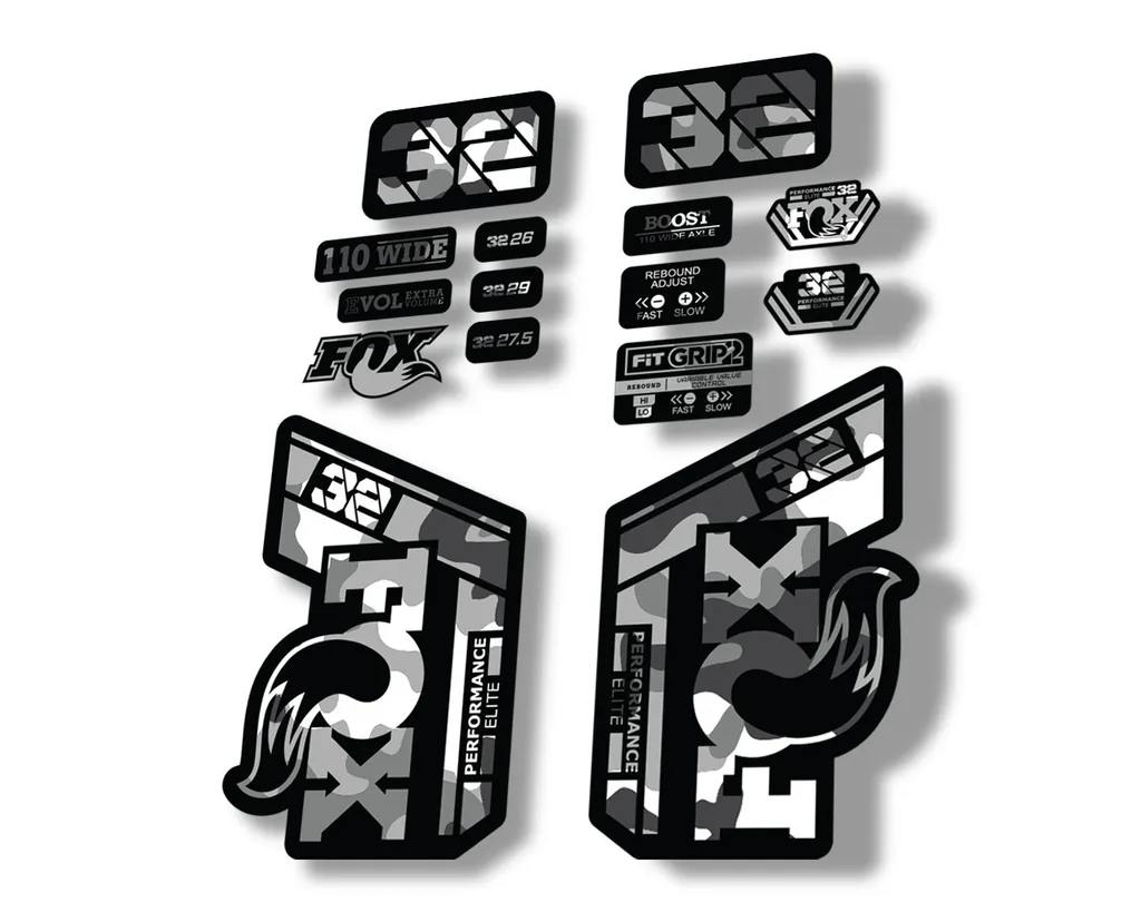 FOX 32 Performance Elite 2021 Factory Fork Decals Suspension Sticker White Camo