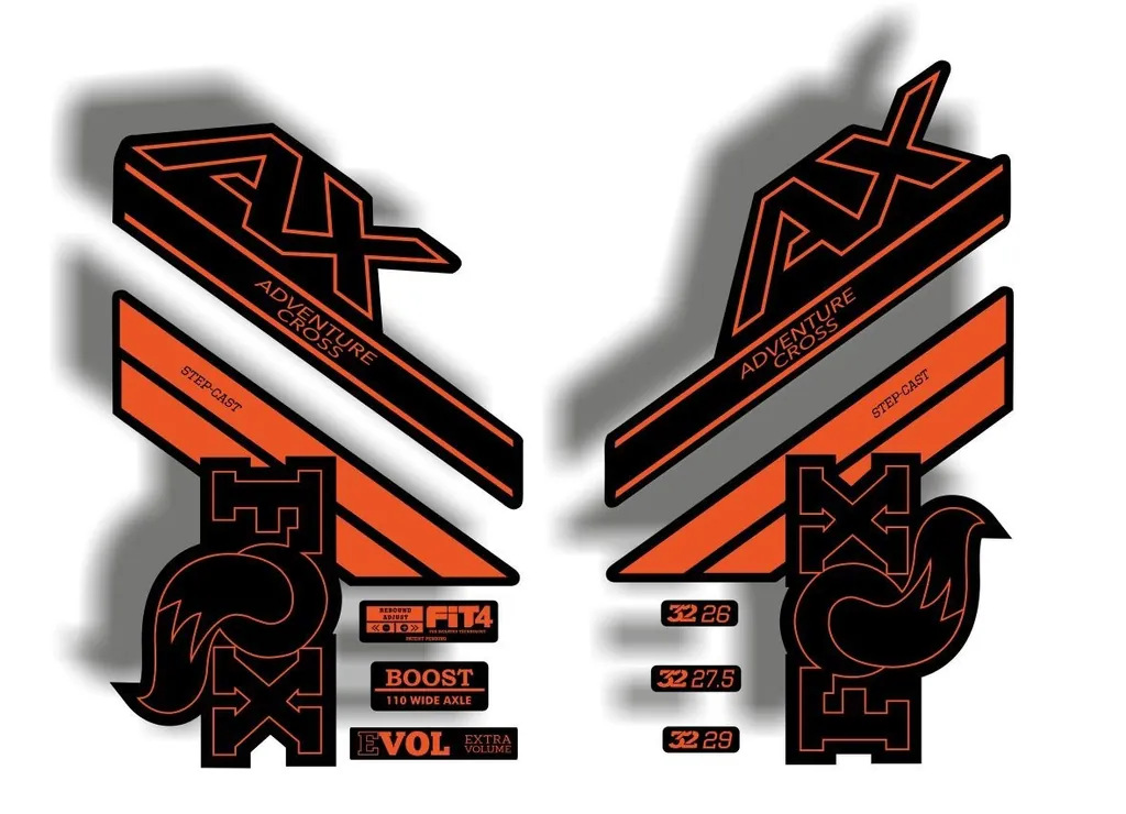 FOX Step Cast 2020 AX Adevnture Cross Fork Suspension Decals Sticker Orange