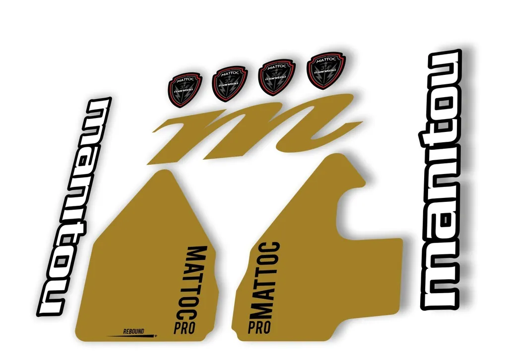 Manitou Mattoc Pro 2017 Fork Suspension Decal Kit Sticker Set Gold