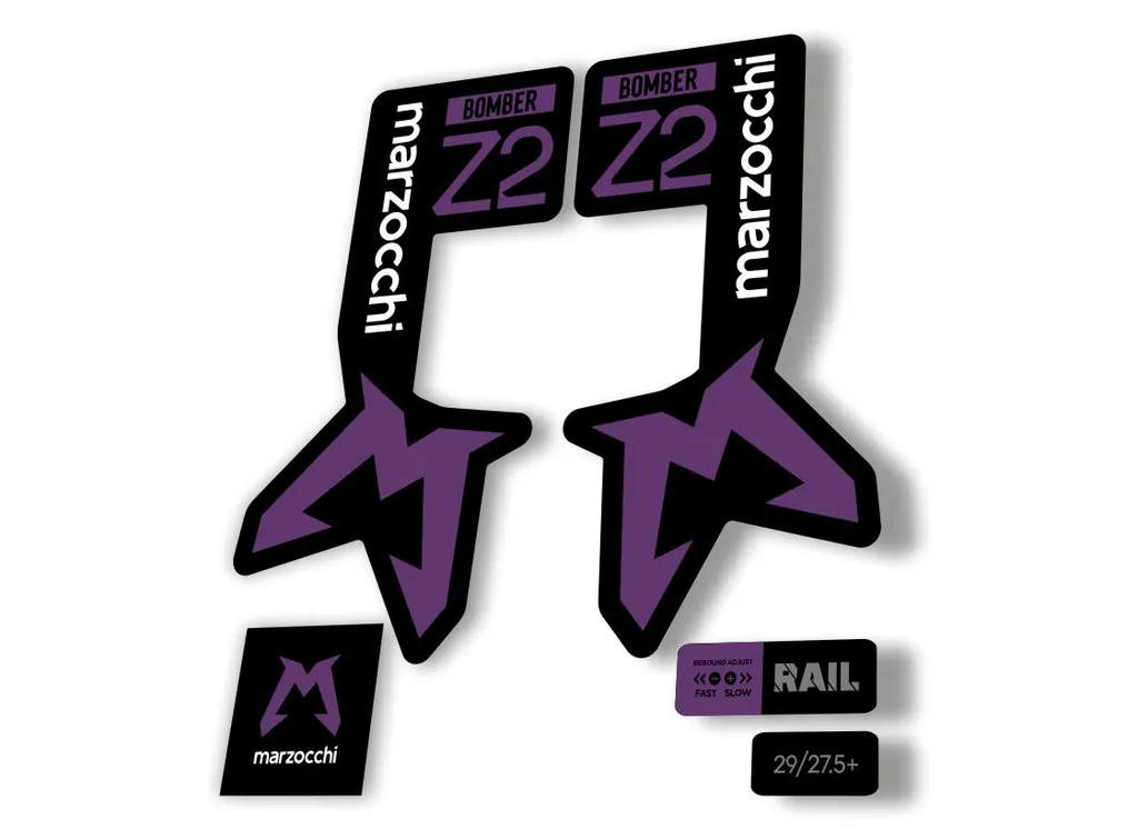 Marzocchi Bomber Z2 2025 Fork Suspension Sticker Decal Kit Adhesive Purple