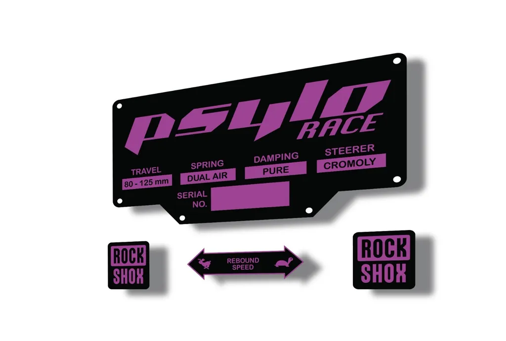 Rock Shox PSYLO RACE 2002 Mountain Bike Cycling Decal Kit Sticker Adhesiv Purple
