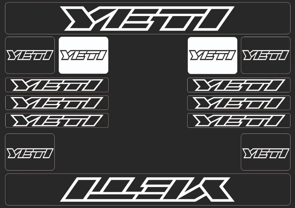 Bicycle Vinyl Stickers – Compatible with YETI Bikes –  White