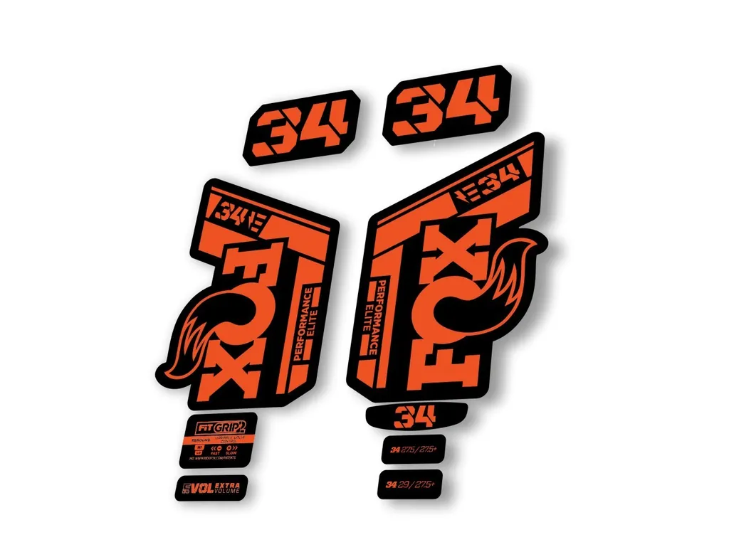 Fox 34 2022 Performance Elite E Bike Fork Decals Suspension Sticker Orange