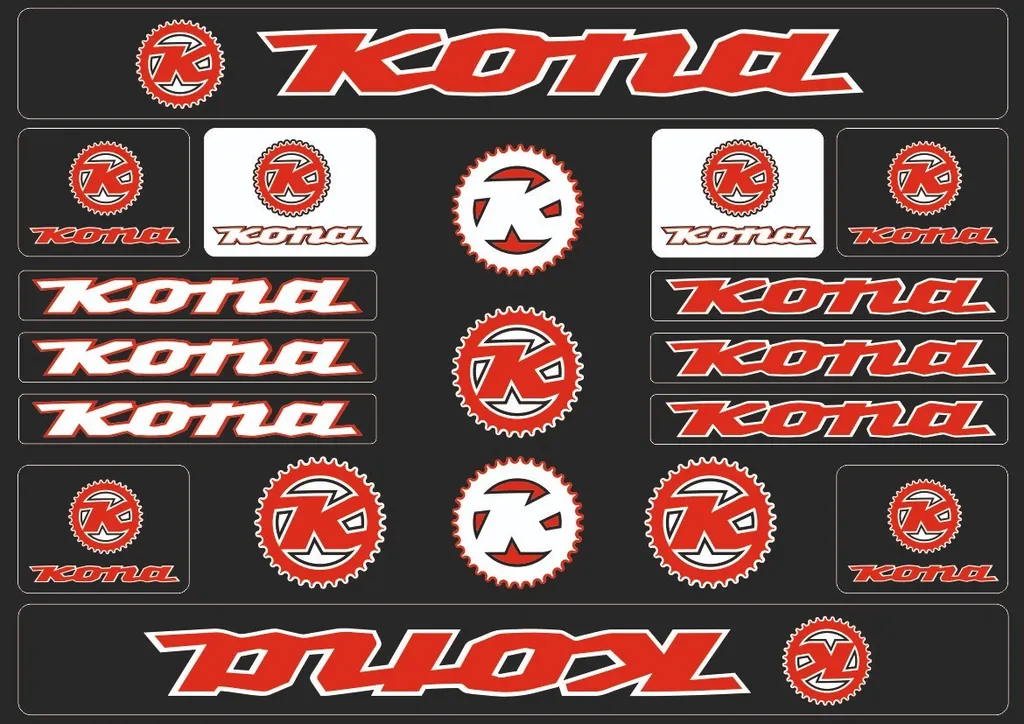 Bicycle Vinyl Stickers – Compatible with KONA Bikes Red