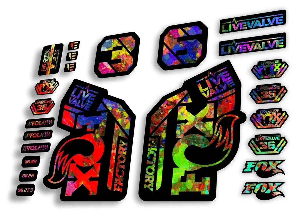 FOX 36 2022 Live Valve Forks Suspension Decal Sticker MTB Set Oil Slick 24Pcs