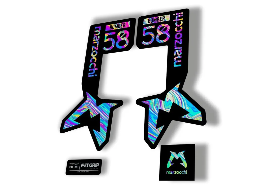 Marzocchi Bomber 58 2025 Suspension Sticker Decal Kit Adhesive Oil Slick 1