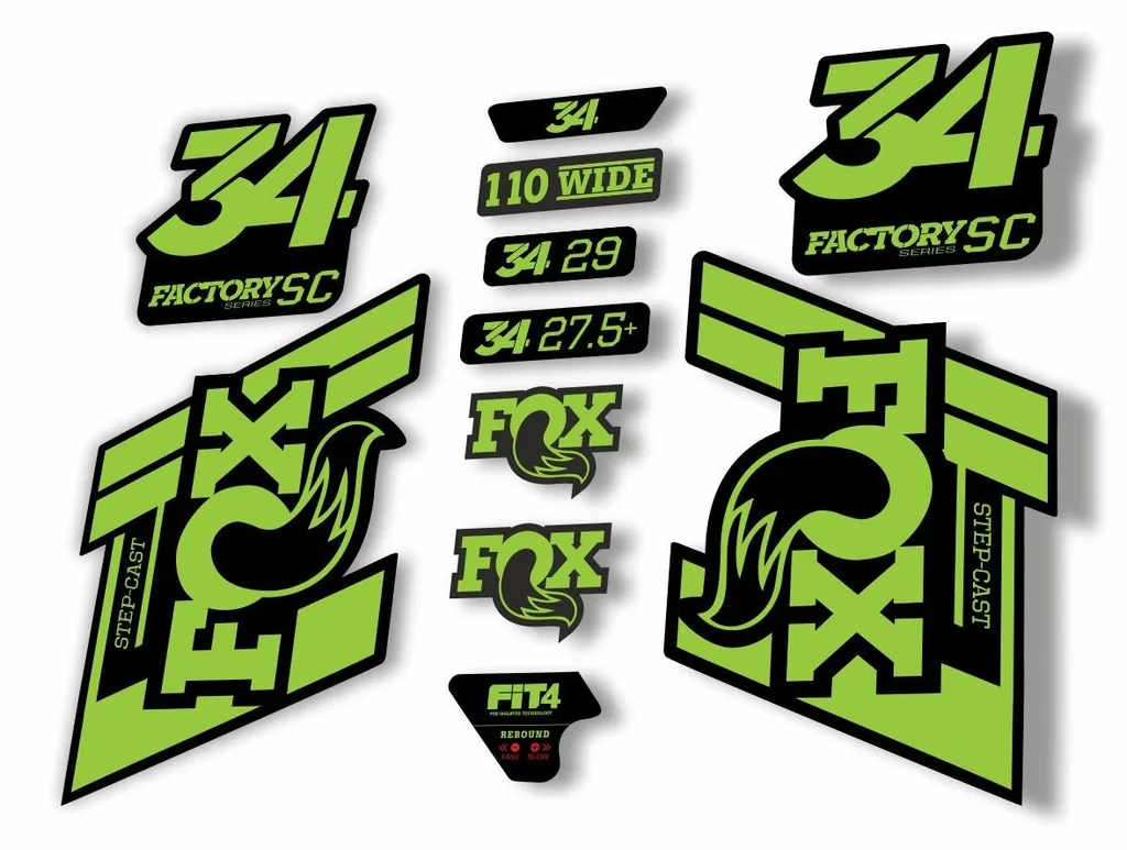 FOX 34 Step Cast SC 2019 Fork Suspension Factory Decals Stickers Adhesive Green