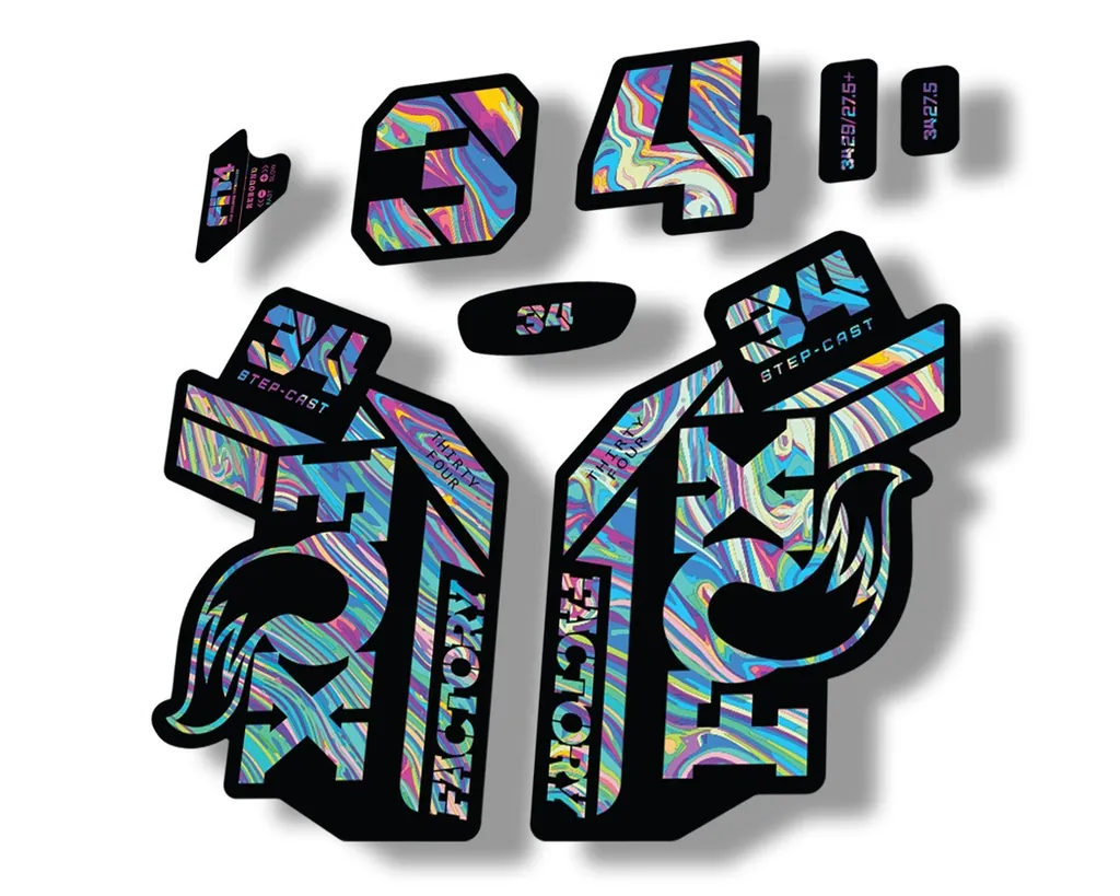 FOX 34 Step Cast SC 2021 Factory Fork Decals Suspension Sticker Oil Slick 1