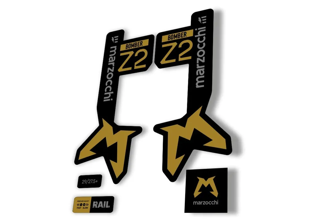 Marzocchi Bomber Z2 Eoptimized 2025 Fork Suspension Sticker Decal Kit Gold