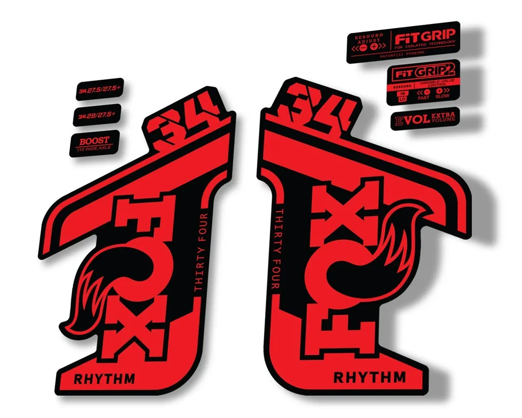 FOX 34 RHYTHM 2021 Fork Suspension Factory Sticker MTB Decal Adhesive Red