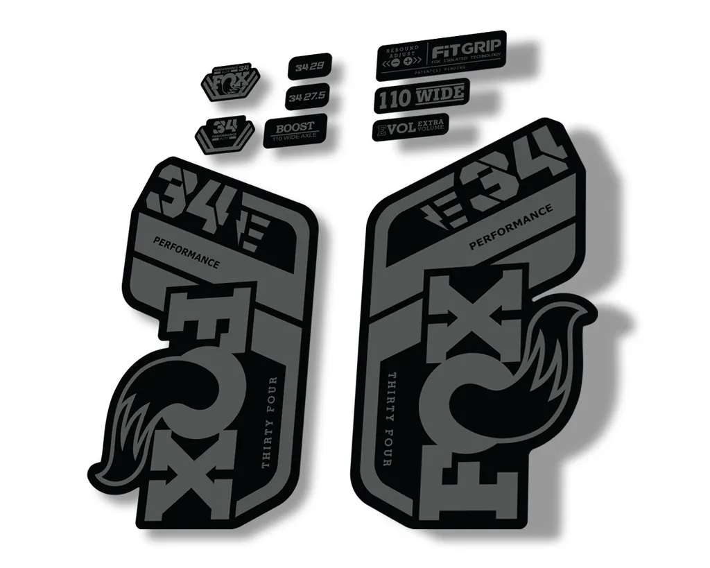 FOX 34 Performance E Bike 2021 Factory Fork Decals Suspension Sticker Gray