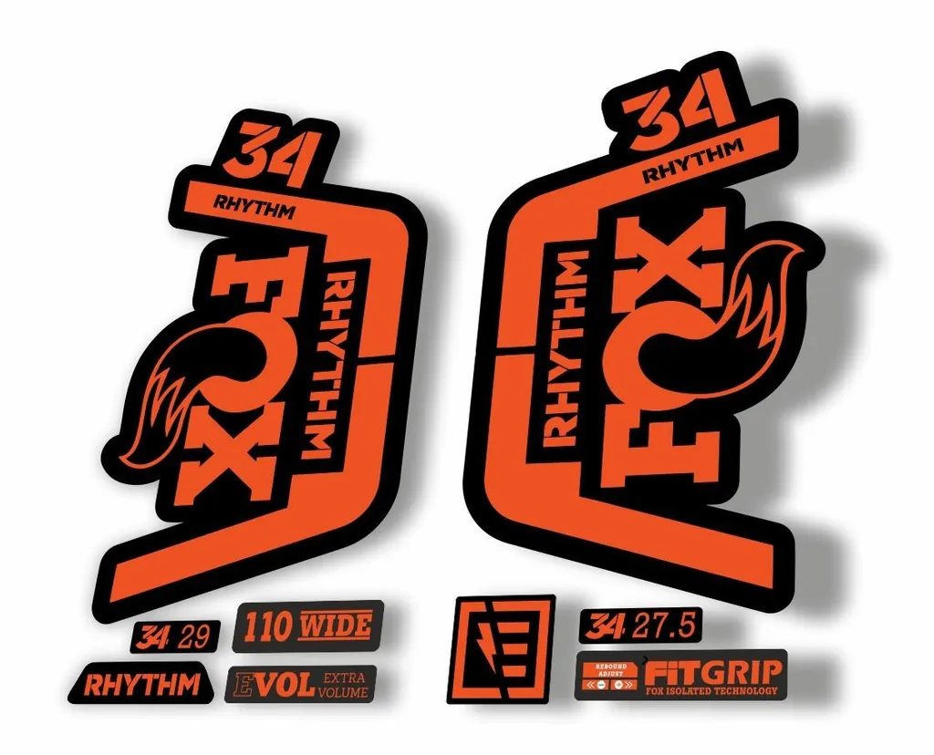 FOX 34 Rhythm 2019 Forks Suspension Factory Decal Sticker Adhesive Orange