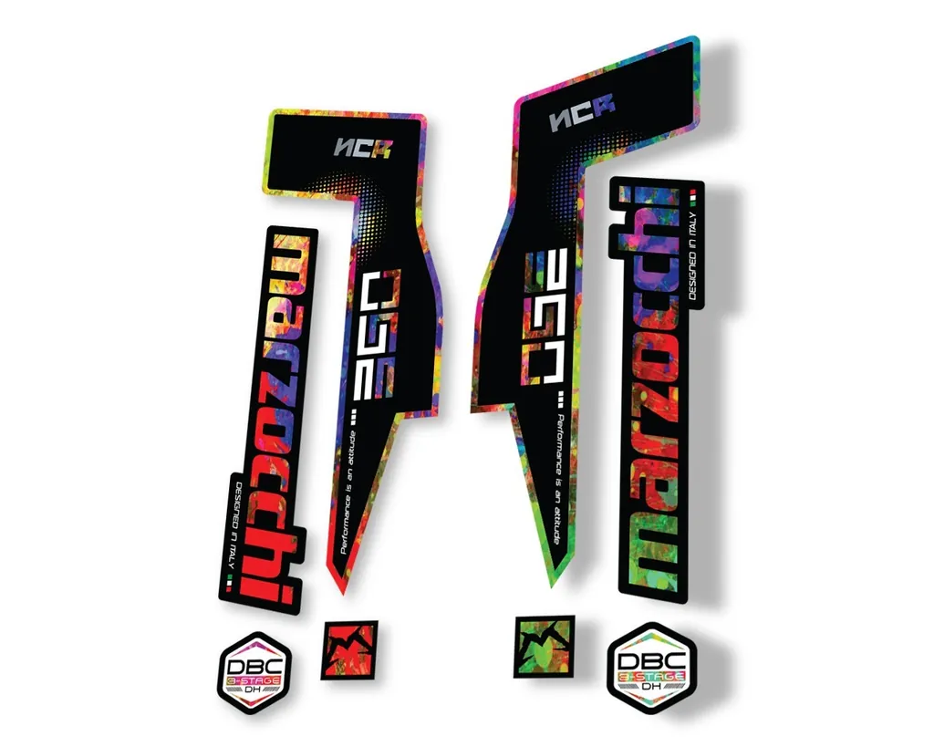 Marzocchi 350 NCR 2018 Fork Suspension Sticker Decal Adhesive Kit Oil Slick
