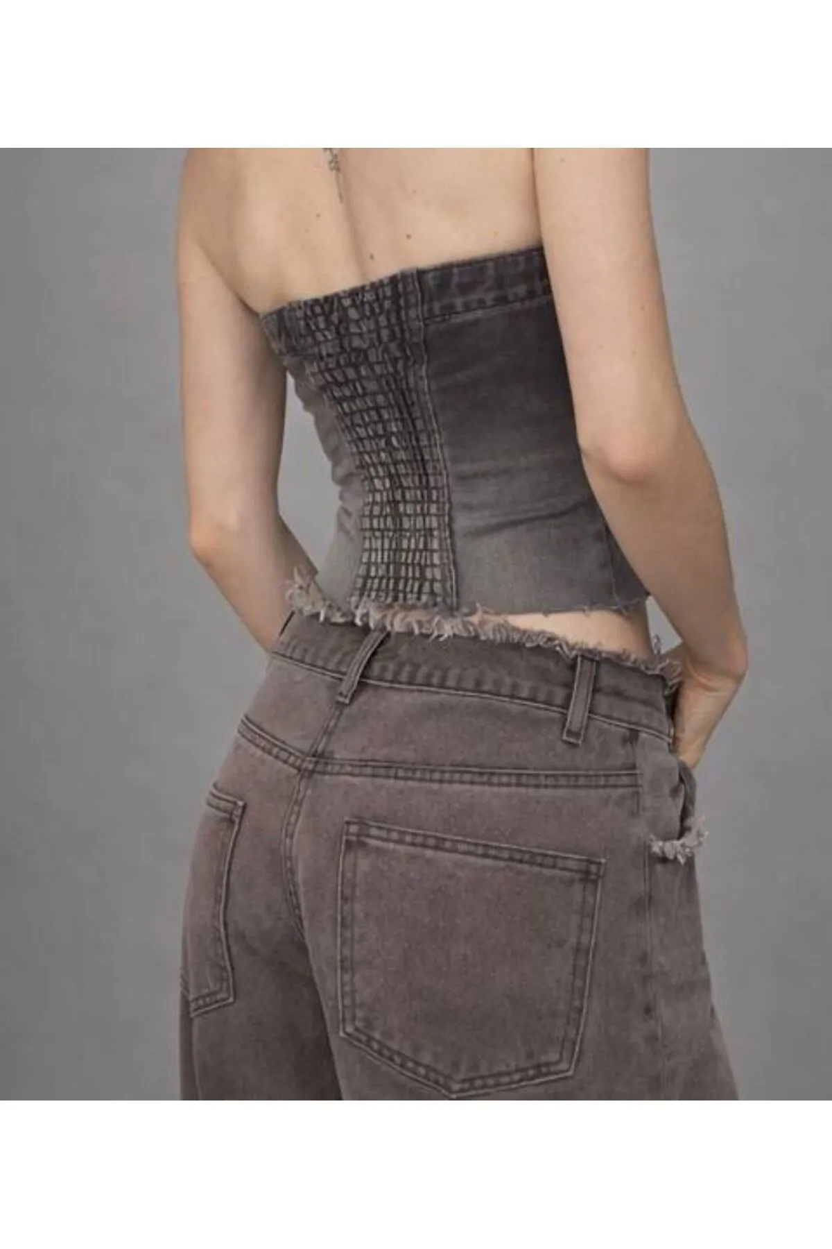 Vera Straplez Denim Korse Bustiyer  - 5