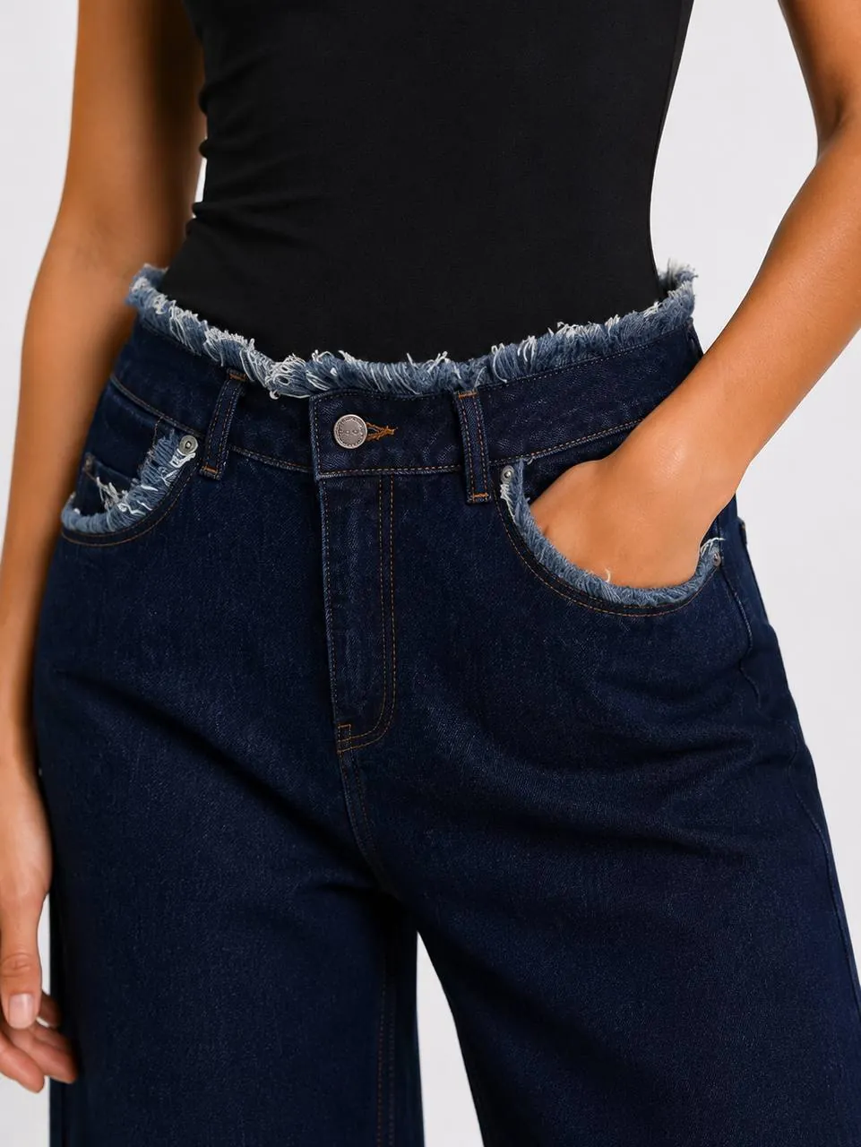  Noa Wide Leg Katlamalı Paça Denim Pantolon  - 4