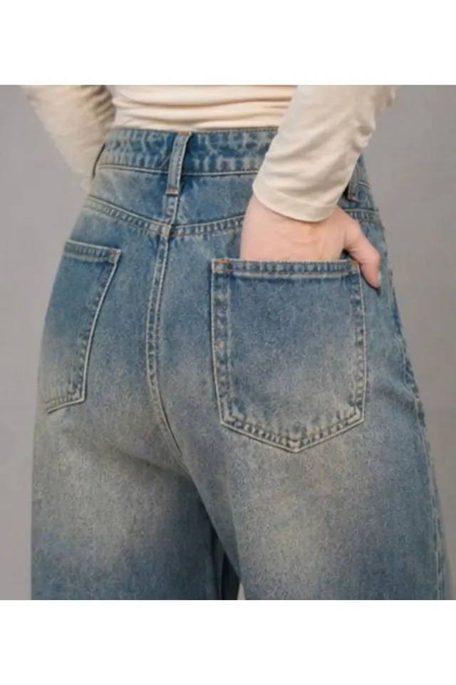 Kadın Jean Pantolon Wide Leg Rahat Kalıp