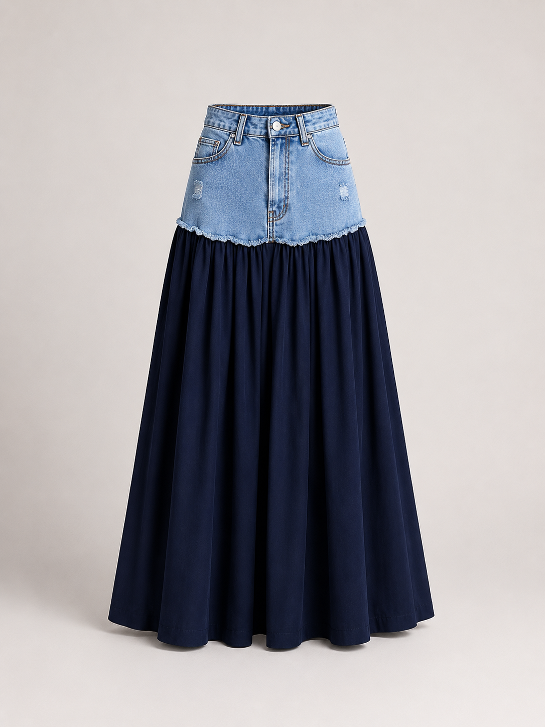 Nova Denim Detaylı Maxi Etek - 3
