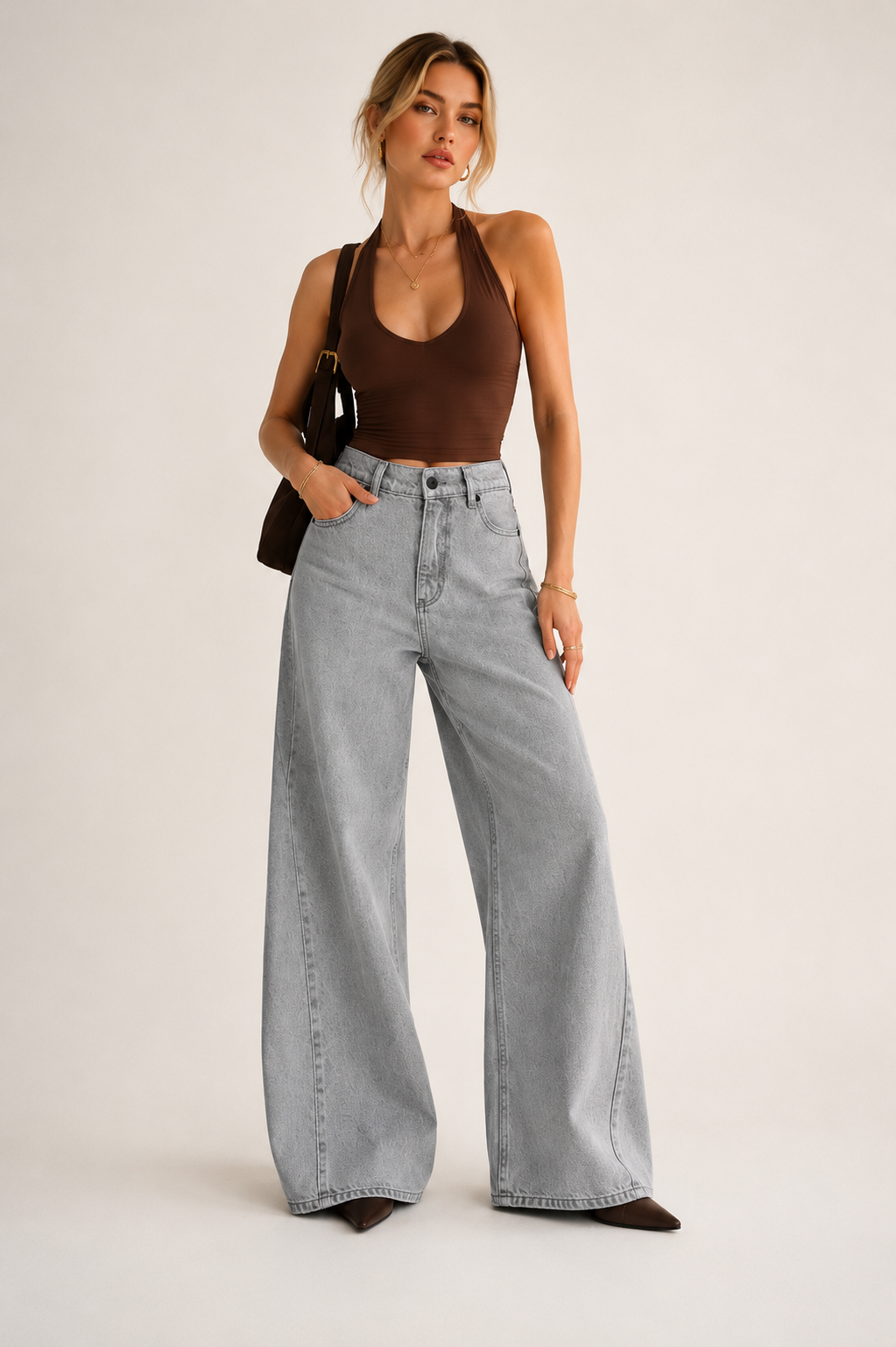 Mila Wide Leg Denim Pantolon