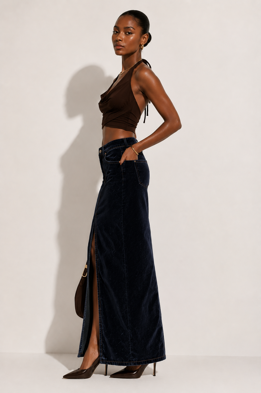 Monaco Kadife Denim Etek