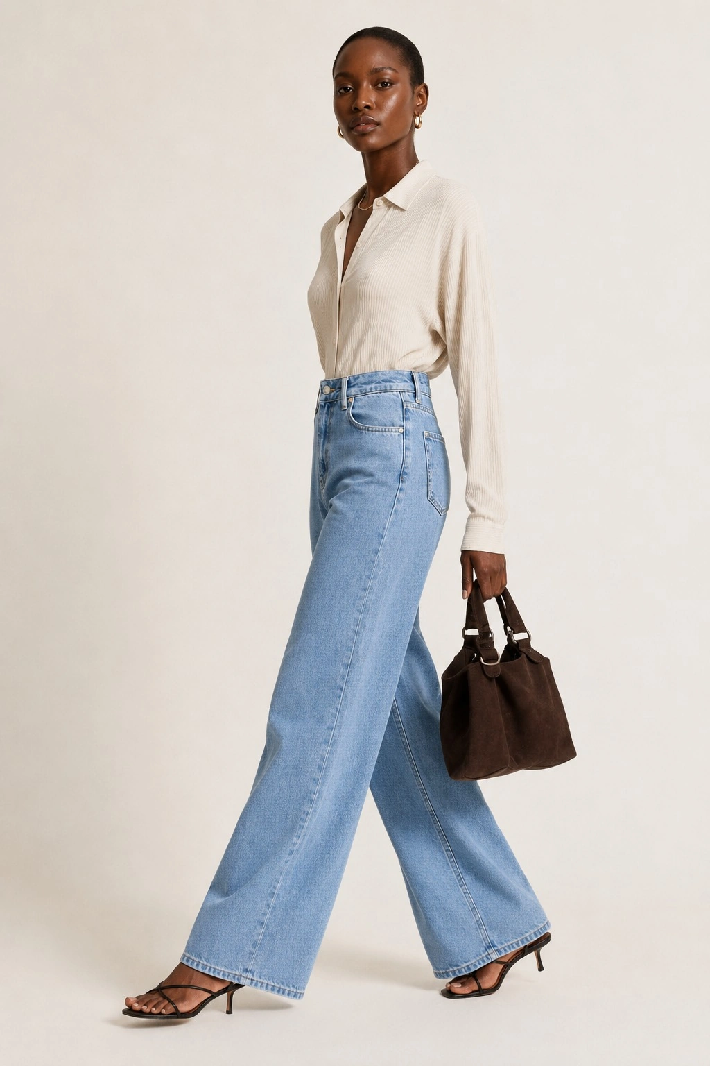 Clara Wide Leg Denim Kadın Pantolon
